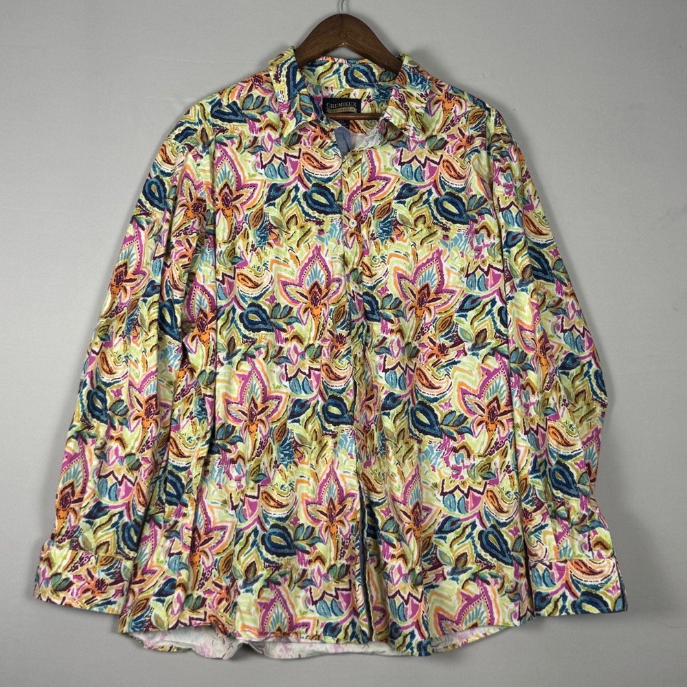 Cremieux Button Down Shirt Women XXL Multicolor Paisley Floral NWOT Long Sleeve
